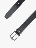 Black Enamel Flag Square Buckle Leather Belt  Men