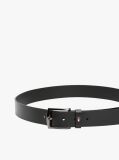 Black Enamel Flag Square Buckle Leather Belt  Men