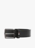 Black Enamel Flag Square Buckle Leather Belt  Men