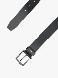 Black Enamel Flag Square Buckle Leather Belt  Men