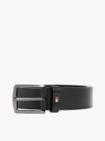 Black Enamel Flag Square Buckle Leather Belt  Men