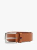 Brown Enamel Flag Square Buckle Leather Belt  Men