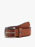 Brown Enamel Flag Square Buckle Leather Belt  Men