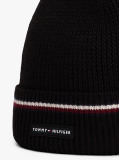 Black Signature Tape Wool Blend Beanie  Men