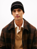 Black Signature Tape Wool Blend Beanie  Men