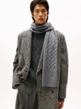 Grey Hilfiger Flag Cable Knit Wool Blend Scarf  Men