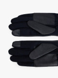 Blue Touchscreen Herringbone Leather Gloves  Men