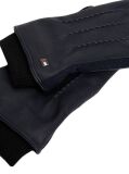 Blue Touchscreen Herringbone Leather Gloves  Men