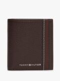 Brown Logo Pebble Grain Leather Trifold Wallet  Men