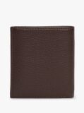 Brown Logo Pebble Grain Leather Trifold Wallet  Men