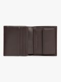 Brown Logo Pebble Grain Leather Trifold Wallet  Men