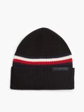 Black Wool Blend Global Stripe Beanie  Men
