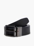 Blue Reversible Textured Leather Square Buckle Belt  Men