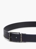 Blue Reversible Textured Leather Square Buckle Belt  Men