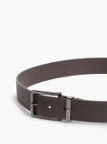 Brown Leather Logo Square Buckle Textured Belt  Men