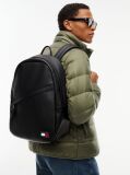 Black Essential Rubberised Logo Dome Backpack  Men