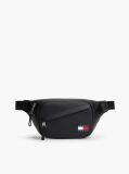 Black Essential Rubberised Logo Bum Bag  Men