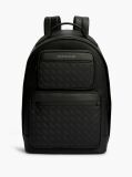 Black Modern Textured Dome Backpack  Men