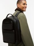 Black Modern Textured Dome Backpack  Men