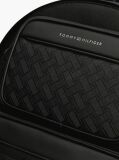 Black Modern Textured Dome Backpack  Men