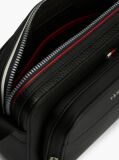 Black Metal Logo Textured Crossbody Reporter Bag  Men