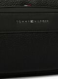 Black Metal Logo Textured Crossbody Reporter Bag  Men