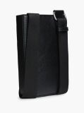 Black Metal Logo Textured Crossbody Bag  Men