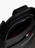 Black Metal Logo Textured Crossbody Bag  Men