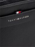 Black Metal Logo Textured Crossbody Bag  Men
