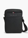 Black Metal Logo Textured Crossbody Reporter Bag  Men