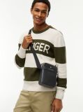 Black Metal Logo Textured Crossbody Reporter Bag  Men