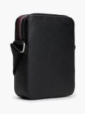 Black Metal Logo Textured Crossbody Reporter Bag  Men