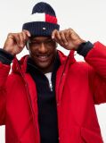 Blue Wool Blend Cable Knit Flag Beanie  Men