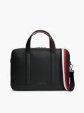 Black Textured Global Stripe Laptop Bag  Men