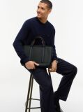 Black Textured Global Stripe Laptop Bag  Men