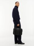 Black Enamel Flag Perforated Laptop Bag  Men