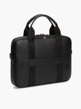 Black Enamel Flag Perforated Laptop Bag  Men