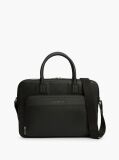Black Metal Logo Textured Slim Laptop Bag  Men