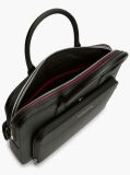 Black Metal Logo Textured Slim Laptop Bag  Men