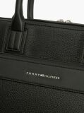 Black Metal Logo Textured Slim Laptop Bag  Men