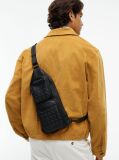 Black Modern Textured Flag Sling Bag  Men