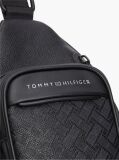 Black Modern Textured Flag Sling Bag  Men