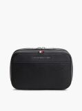 Black Metal Logo Pebble Grain Washbag  Men