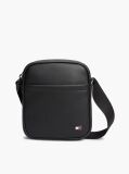 Black Enamel Flag Perforated Crossbody Reporter Bag  Men
