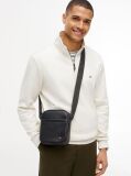 Black Enamel Flag Perforated Crossbody Reporter Bag  Men