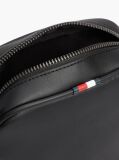 Black Enamel Flag Perforated Crossbody Reporter Bag  Men