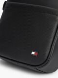 Black Enamel Flag Perforated Crossbody Reporter Bag  Men