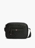 Black Corporate Textured Flag Crossbody Camera Bag  Men