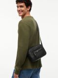 Black Corporate Textured Flag Crossbody Camera Bag  Men