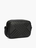 Black Corporate Textured Flag Crossbody Camera Bag  Men